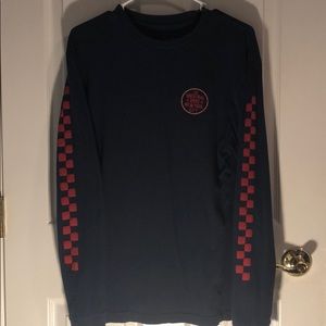 Vans checkered sleeve dark blue long sleeve shirt